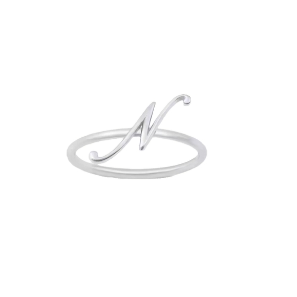 ♥️ DAINTY INITIAL STERLING SILVER RING - Picture 4 of 13